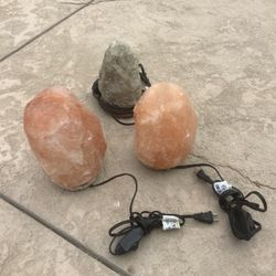 Lot Of 3 Light Up Salt Rocks