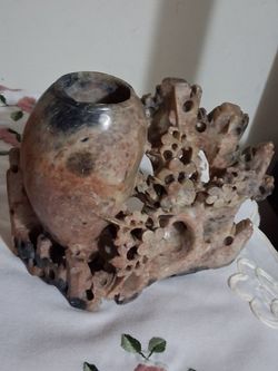 Vintage Chinese Carved soapstone 2pc
