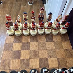 Chess Set Oversized Pieces Wood Board