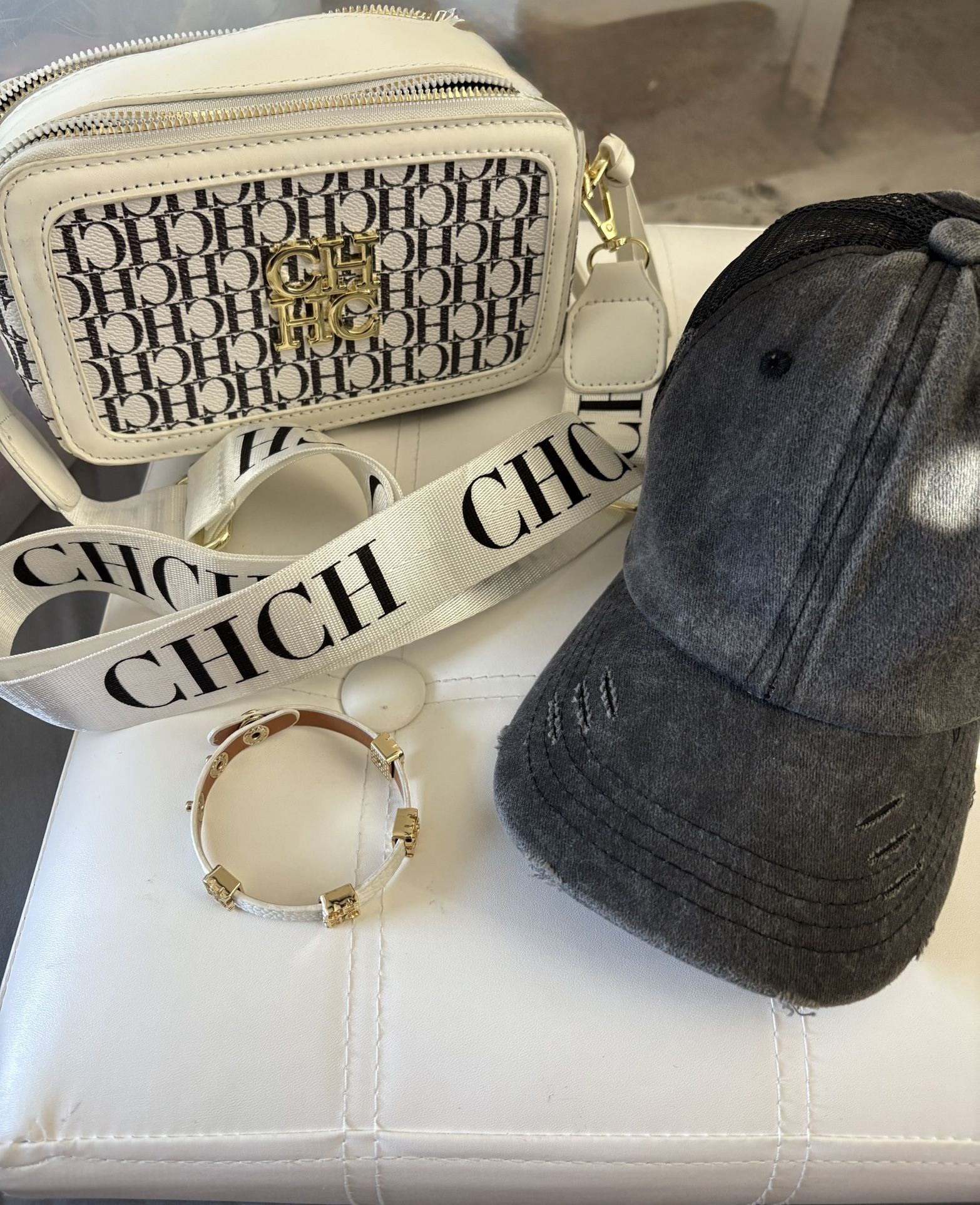 CHCH Crossbody, Matching Bracelet, Black Hat