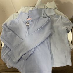 Girls Uniform Long Sleeve & Short Sleeve Shirts Bundle Size4-6
