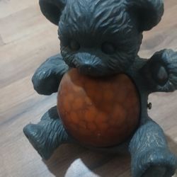 Teddy Bear Nightlight Heavy Metal And Glass Nice Peice 37$