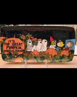 Great Pumpkin Charlie Brown Ceramic Platter Snoopy Halloween