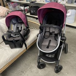 Evenflo Pivot Modular Travel System with LiteMax Infant Car Seat, Dusty Rose
