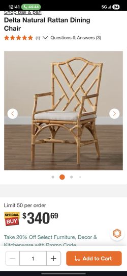 New Delta Natural Rattan dining chair