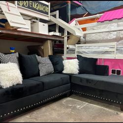 Black Velvet Sectional 