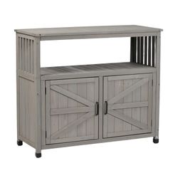 Wooden Patio Bar Table Set with Storage, Buffet Cabinet Sideboard for Outdoor and Indoor