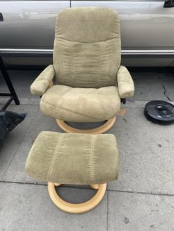 Ekornes Stress Recliner With Ottoman  Paloma Green Mcm Danish Made In Sweden