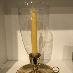 Brass candle holder with glass cover￼
