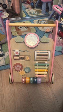 Wooden Baby Activity Walker with Play Panel