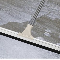 Standard Floor Squeegee - Heavy Duty Scrubber with Telescopic 59" Stainless Steel Pole, Squeegee Broom for Floor with Rubber Blade 