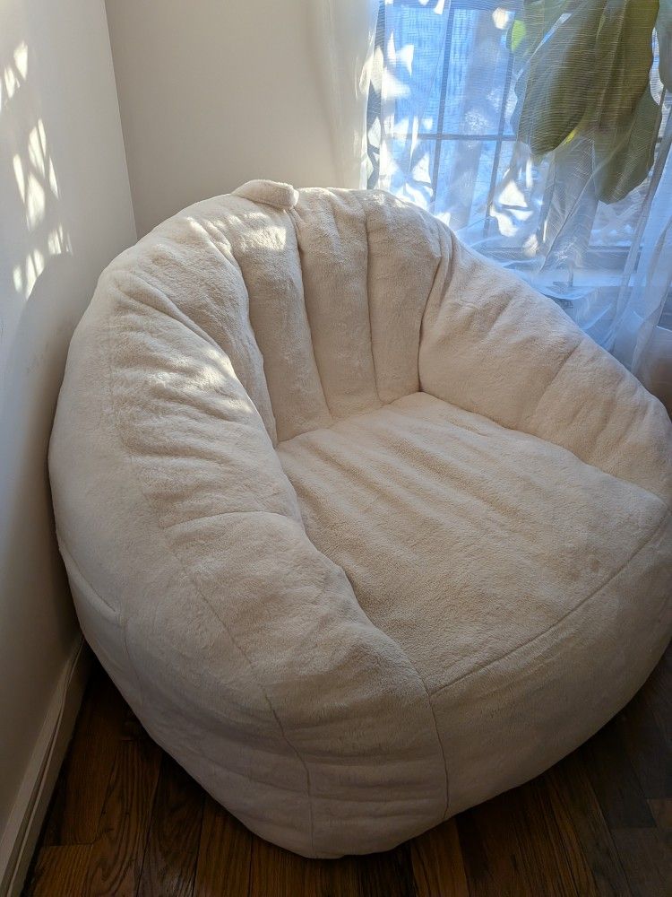 Giant White Memory Foam Bean Bag Chair