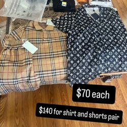 LV Shirts And Lv Shorts And Burberry 