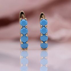 585 Rose Gold Four Round Blue Natural Zi