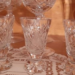 3 Vintage European crystal shot glasses.