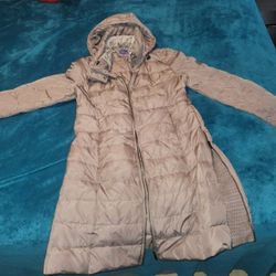 Size 10 Seraphine Maternity Coat with Baby Insert Gray Puffy
