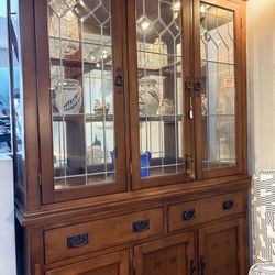 Wooden China Cabinet With Built  In Lighting.