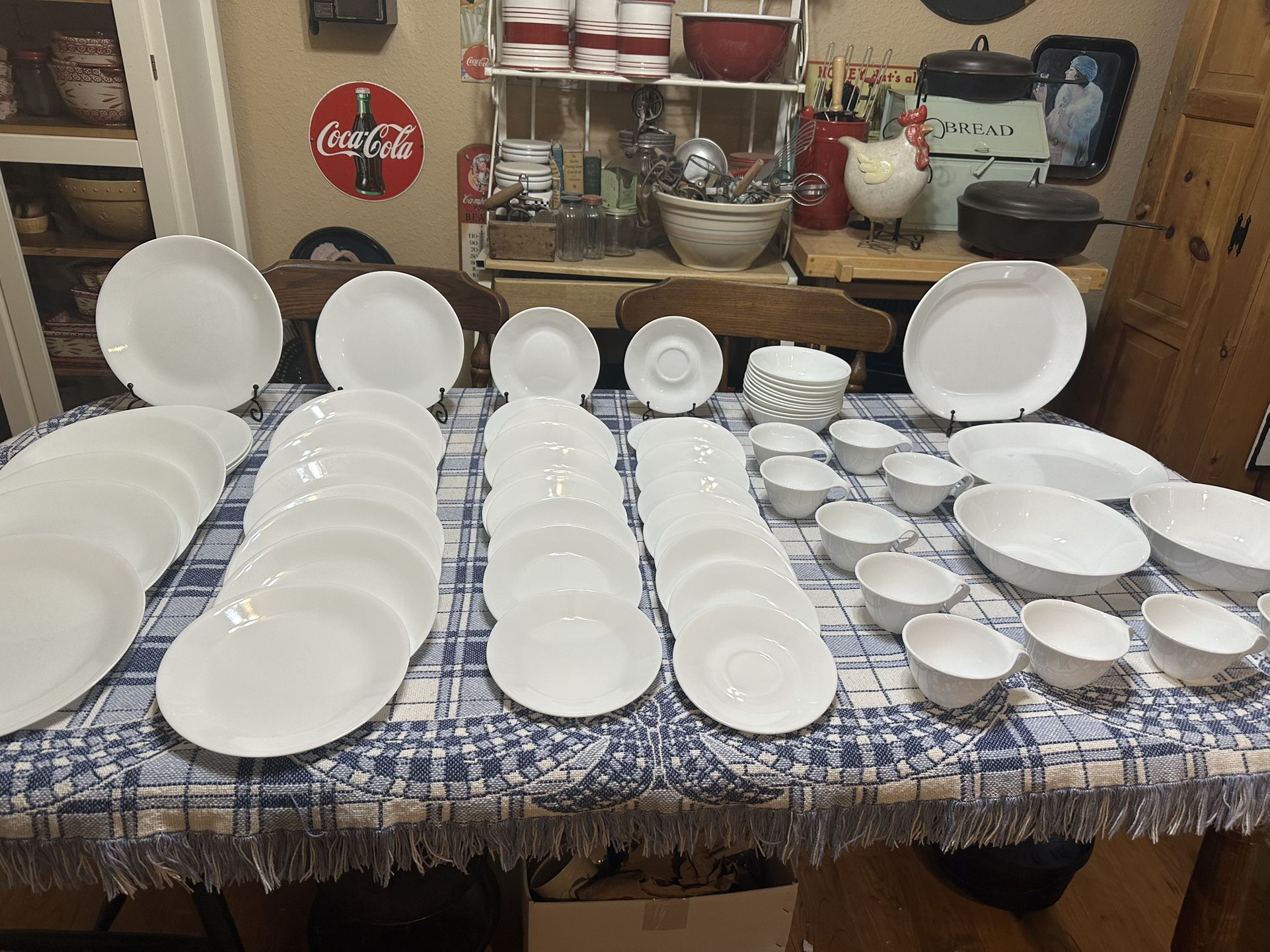 Large Corelle “ All White” Dinnerware/ Dish Set