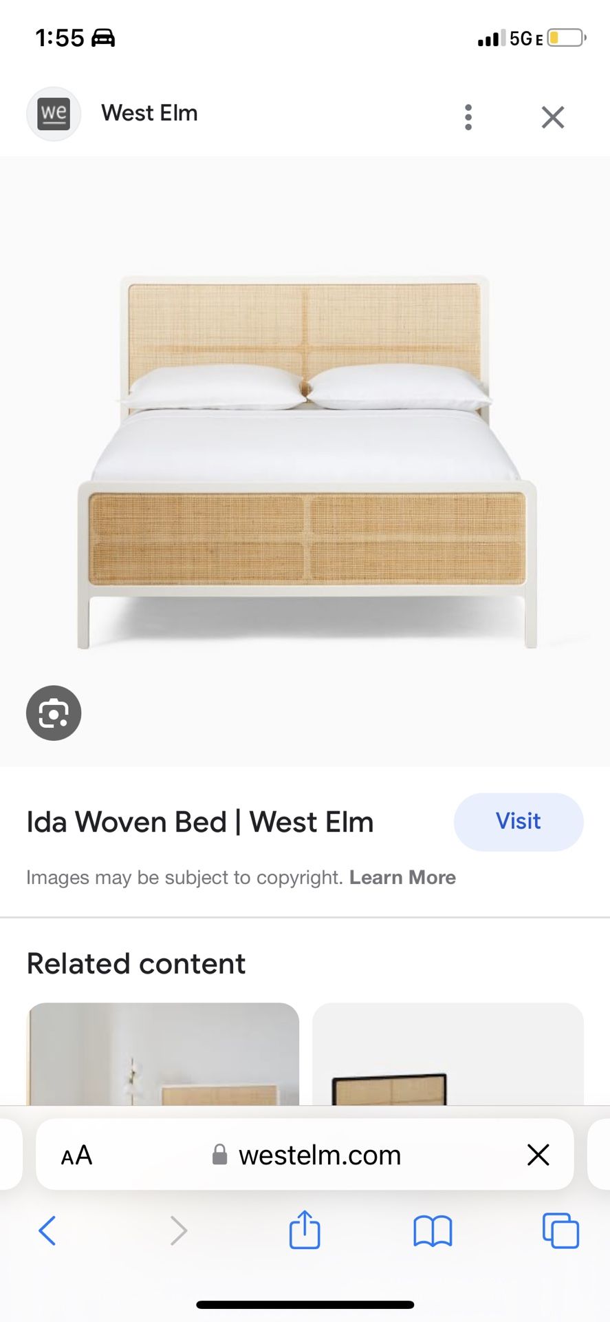 queen bed frame West elm ida collection