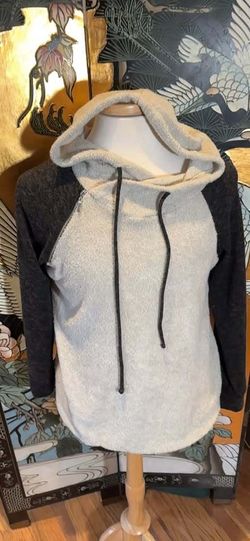Fuzzy Two Tone Hooded Sweatshirt