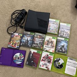 Xbox 360 Slim Console With Power Supply/Adapter And Games