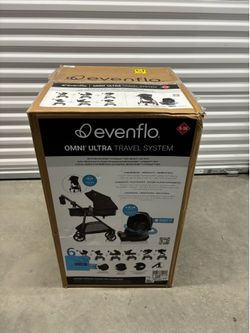Evenflo Omni Ultra Travel System with Revolve180 LiteMax NXT Rotating Infant Car Seat, Caviar Black