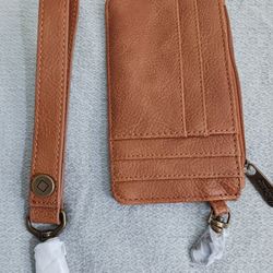 Thirty-One Gifts - Where To Wallet With Wristlet Strap Caramel Distressed Pebble