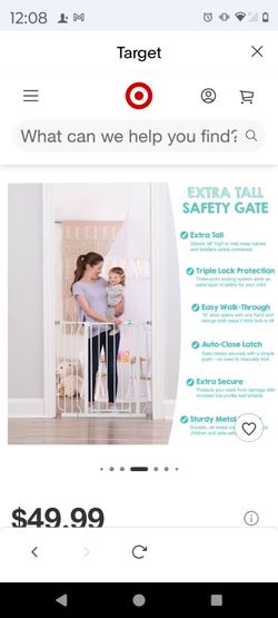White Metal Baby Safety Gate 36in