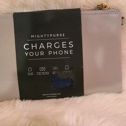 NEW Butler MightyPurse/Clutch Light Gray With Built-in Phone Charger For All Smartphones(IPhone 5 And Later)