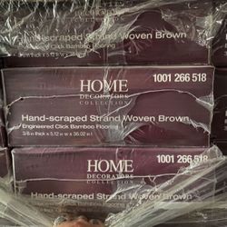 Home Decorators Collection Brown 3/8 in. T x 5.1 in. W Hand Scraped Strand Woven Engineered Bamboo Flooring (25.6 sqft/case)