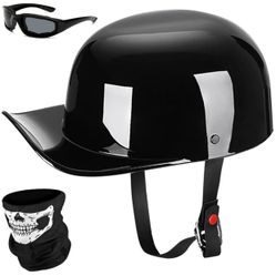 Baseball Motorcycle Helmet Half Cap for Bike Cruiser Chopper Moped Scooter- Dot Approved