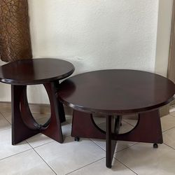 Round End And Center Tables With Wheels