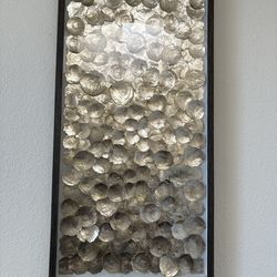 Set of three Large Textured Wall Art – Gold Disc Design, Framed