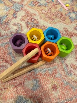 Plan Toys Wooden Bee Hive Sorting Toy with Tweezers