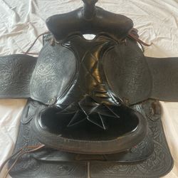 15” Leather Horse Saddle Tooled 
