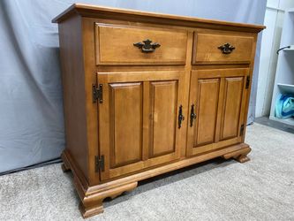 Solid Maple 2-Drawer Sideboard w/ Bronze Hardware