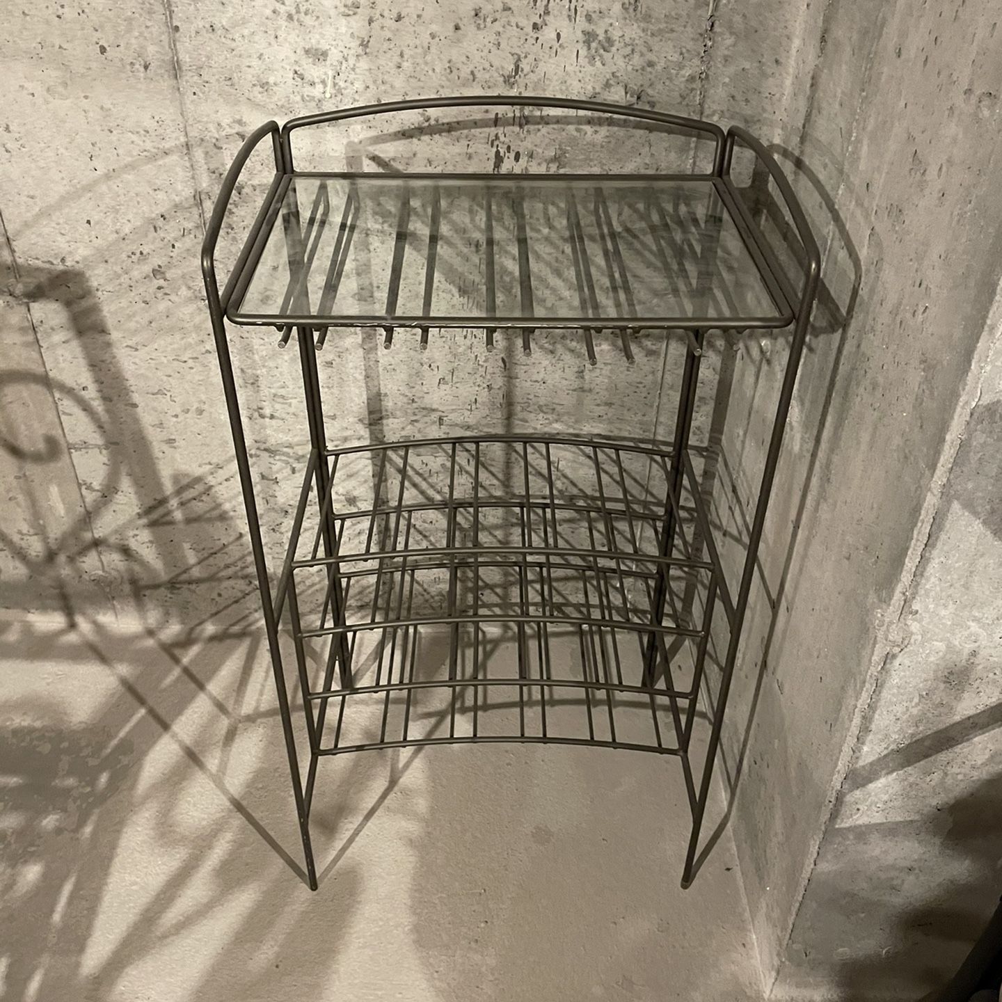Rod Iron Wine Rack (Glass Top) Liquor Cabinet