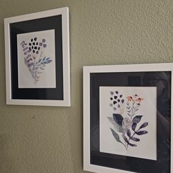 Now Only $10 For The Set Of 2 Beautiful Minimalist Print Water Color Artworks.  New,  Never Used.