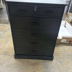 Tall Dresser With 6 Storage Drawers Sturdy Base Black
