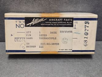 Allison Aircraft Thermocuple PN 12755 Method III
