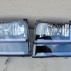 92-96 Ford F150 F250 F350 92-96 Bronco LED DRL Headlights Luces Micas Calaveras Faros Faroles Focos Headlamps 