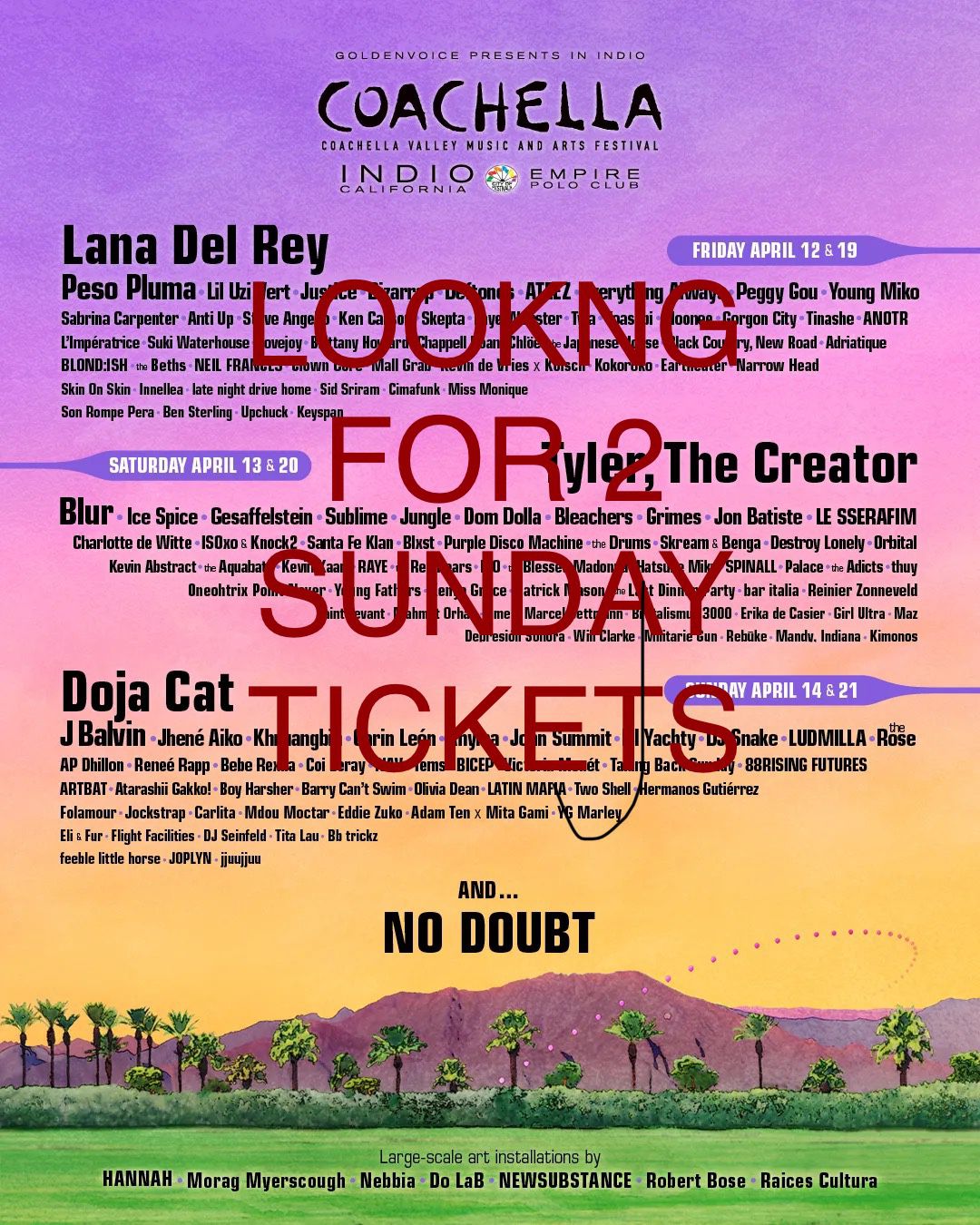 Coachella Sunday Tickets 