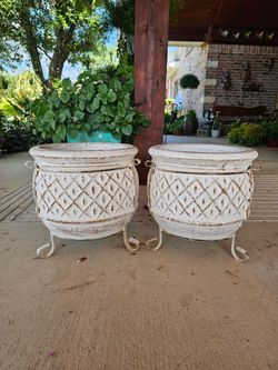 Diamond White Clay Pots, Planters, Plants. Talavera, Pottery $60 cada una