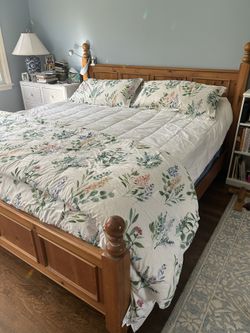 Pine Bed Frame - King Size Headboard and Footboard with Side Rails