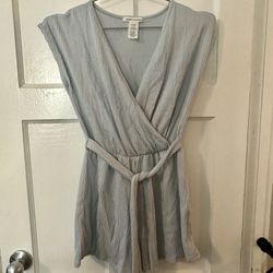 Baby Blue Ribbed Cotton Romper