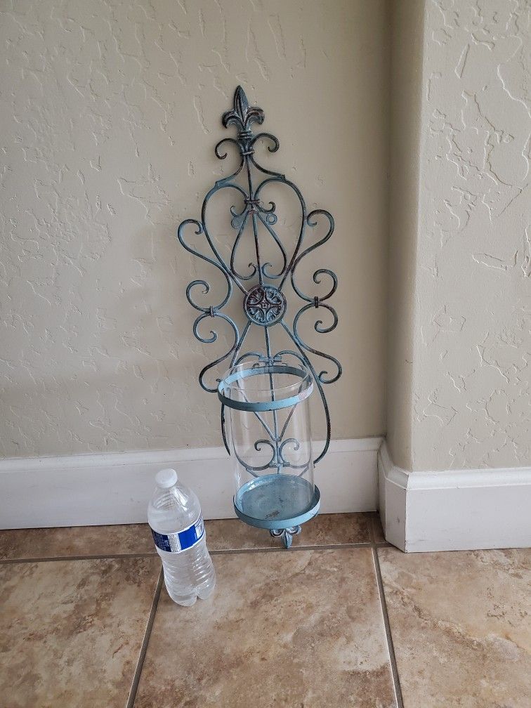 Wrought Iron Candle Holder With Glass