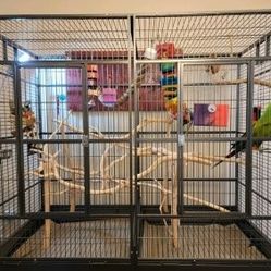 New LARGE Double Macaw Parrot Cockatoo Bird Breeder Pet Cage w/ Divider 