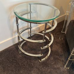 Modern Side Table Chrome Glass