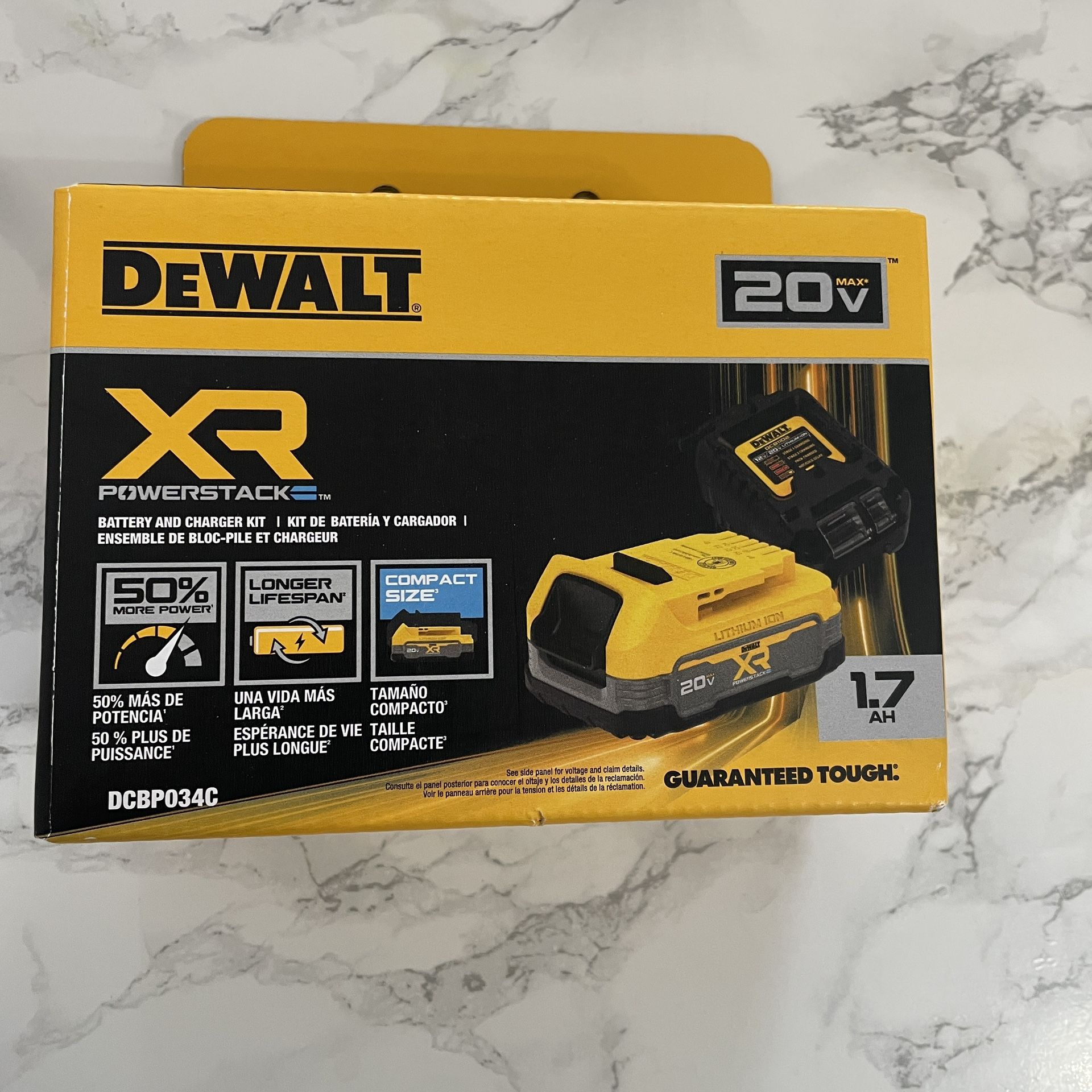 DEWALT 20V MAX POWERSTACK Lithium-Ion Compact Battery Starter Kit with 1.7 Ah Battery and Charger