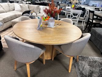 Stunning Round Wood Dining Set! 🧡🔥 More colors!